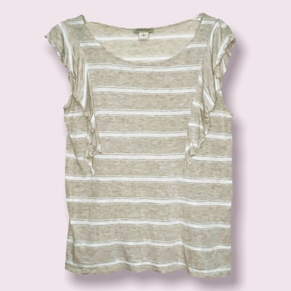 Lucky Brand Coastal Sleeveless Top Cream White Womens Size Large